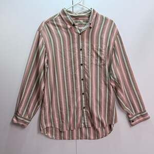 Tommy Bahama 100% Silk Striped Long Sleeve Button Down Shirt